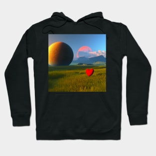 Valentine Wall Art - Heart and two moons - Unique Valentine Fantasy Planet Landsape - Photo print, canvas, artboard print, Canvas Print and T shirt Hoodie